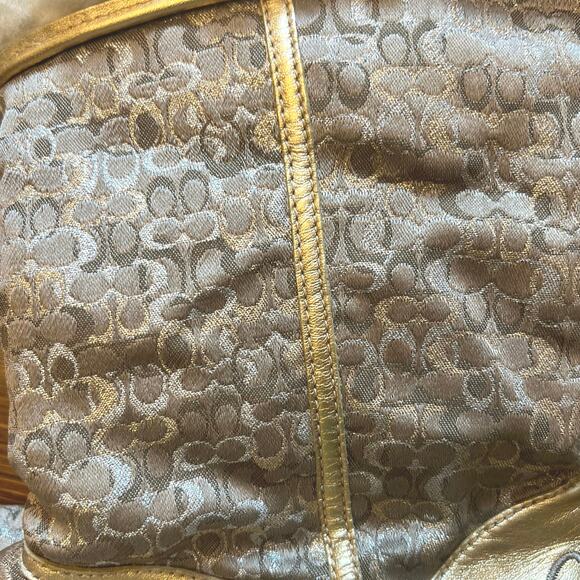 COACH Nikole Shearling Boots 8 Gold Signature Logo Winter Furry UGG Style - Picture 6 of 16